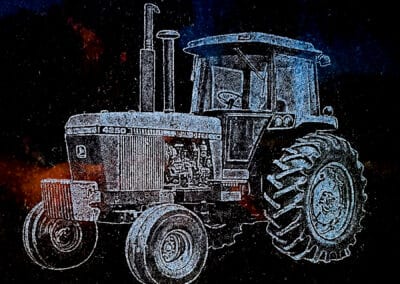 Etchings with tractor